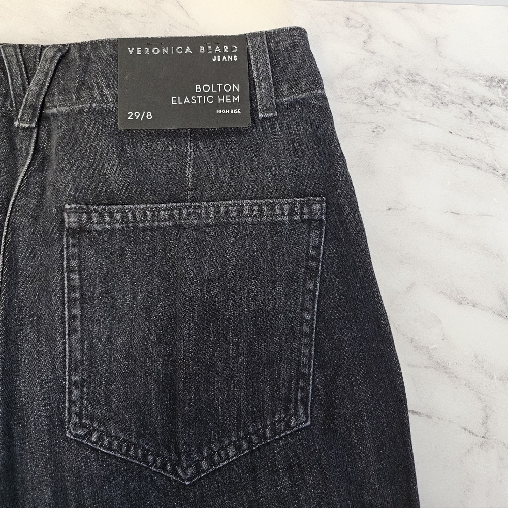 Veronica Beard Bolton With Cargo Pocket Elastic Hem High Rise Black Jeans 29 NWT - Picture 8 of 11